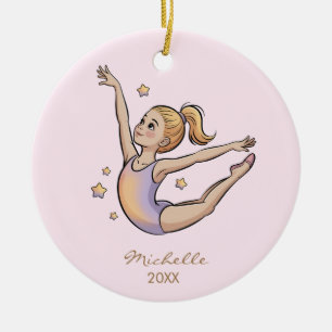 Personlig gymnastik Gymnast tjej jul  Julgransprydnad Keramik