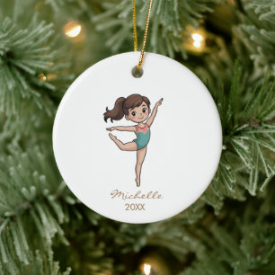 Personlig gymnastik Gymnast tjej jul Julgransprydnad Keramik