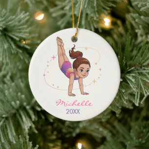 Personlig gymnastik Gymnast tjej jul     Julgransprydnad Keramik