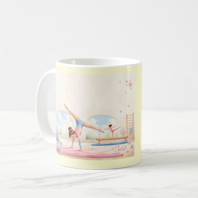 Personlig gymnastikflicka-mugg  kaffemugg (Framsida vänster)
