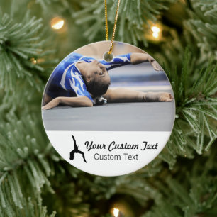 Personlig gymnastikfoto namn jul julgransprydnad keramik