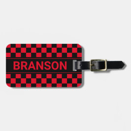 Personlig H Pub Red Checkered Bagagebricka