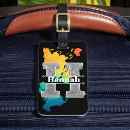 Personlig H Ursprungligt Silver Monogram Ditt namn Bagagebricka