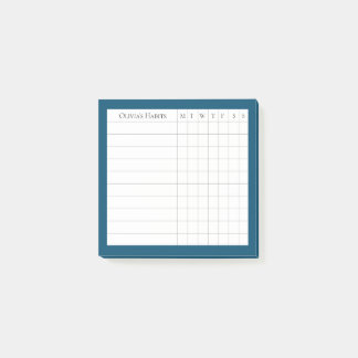 Personlig Habit Tracker i Ocean Blue Post-it Block