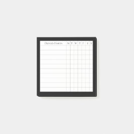 Personlig Habit Tracker in Black and White Post-it Block