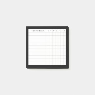 Personlig Habit Tracker in Black and White Post-it Block