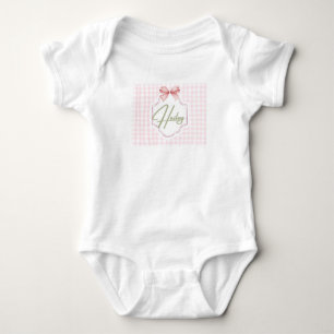 Personlig Hailey Bebis Flickrum Bow&Gingham T Shirt