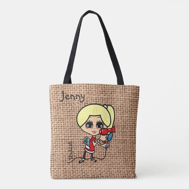 Personlig Hair Stylist Bag Caricature blonde Tygkasse (Baksida)