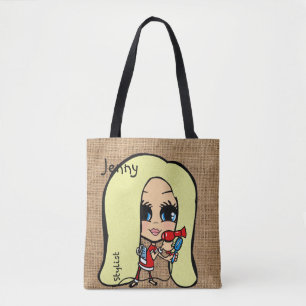Personlig Hair Stylist Bag Caricature blonde Tygkasse