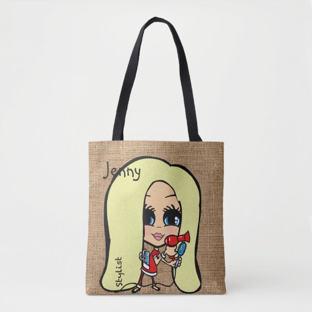 Personlig Hair Stylist Bag Caricature blonde Tygkasse (Framsida)
