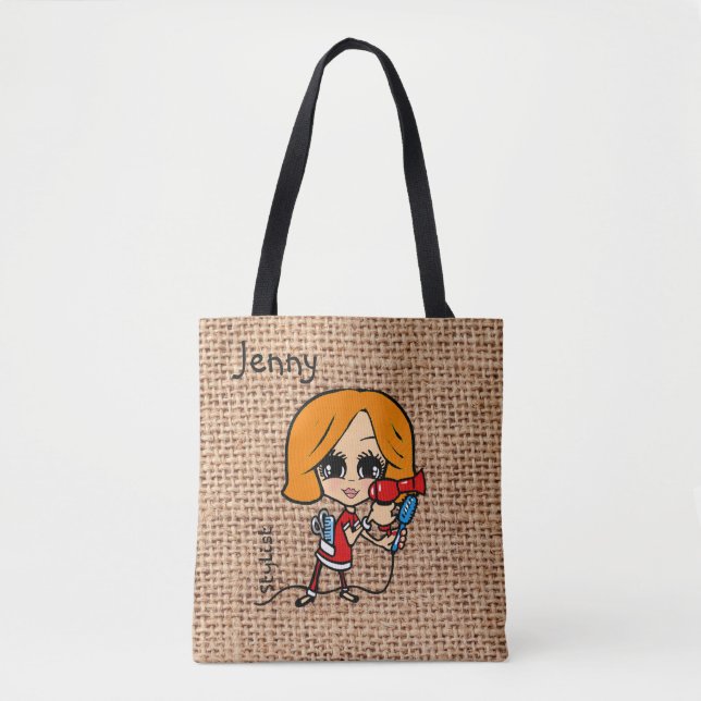 Personlig Hair Stylist Bag Caricature Ginger Tygkasse (Framsida)