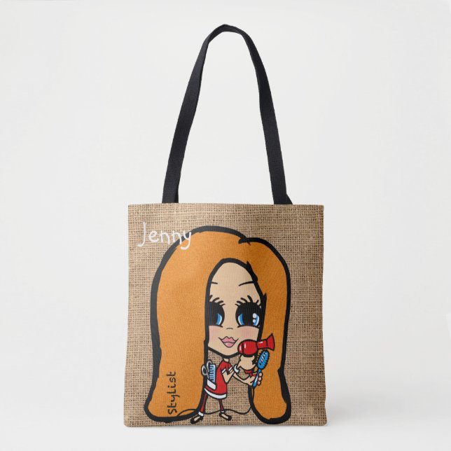 Personlig Hair Stylist Bag Caricature Red head Tygkasse (Framsida)