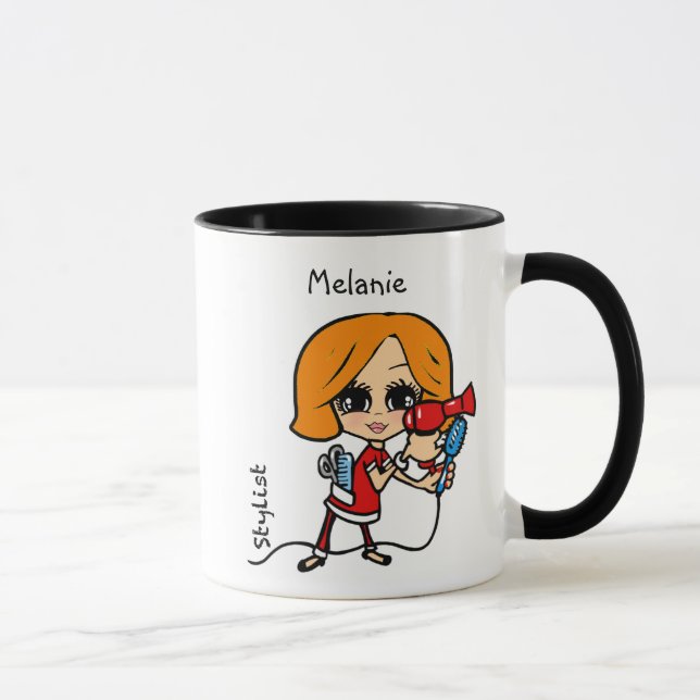 Personlig Hair Stylist Mugg Caricature Red Hair (Höger)
