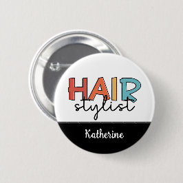 Personlig Hair Stylist Retro Hairdresser Gift Knapp