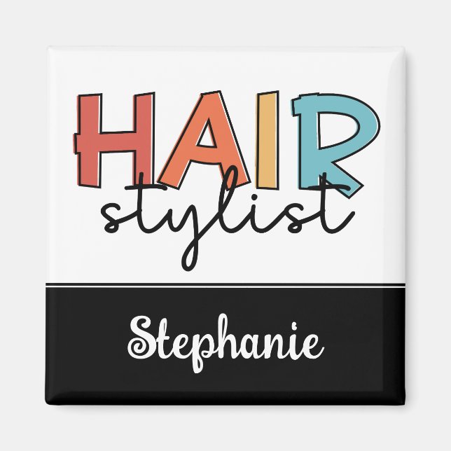 Personlig Hair Stylist Retro Hairdresser Gift Magnet (Framsidan)