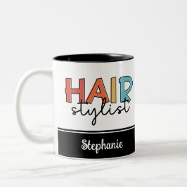 Personlig Hair Stylist Retro Hairdresser Gift Två-Tonad Mugg