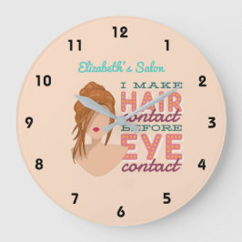 Personlig Hair Stylist RETRO Salon Tecknad Wall Stor Klocka