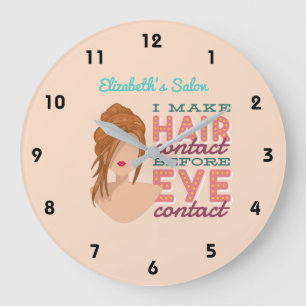 Personlig Hair Stylist RETRO Salon Tecknad Wall Stor Klocka