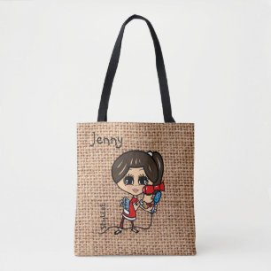 Personlig Hairdresser Bag Caricature brun Tygkasse