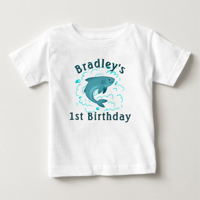 Personlig haj 1-årsdag  t shirt (Framsida)