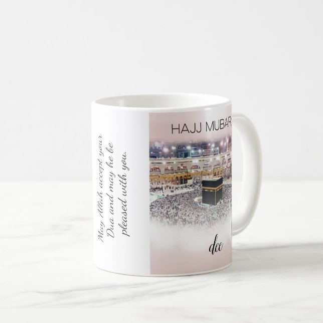 Personlig Hajj Mubarak Kaffe Mugg Hajj Gift (Framsida höger)