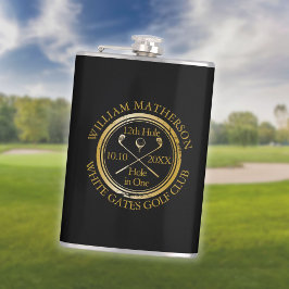Personlig Hål i en Guld och svart golfkolv Fickplunta