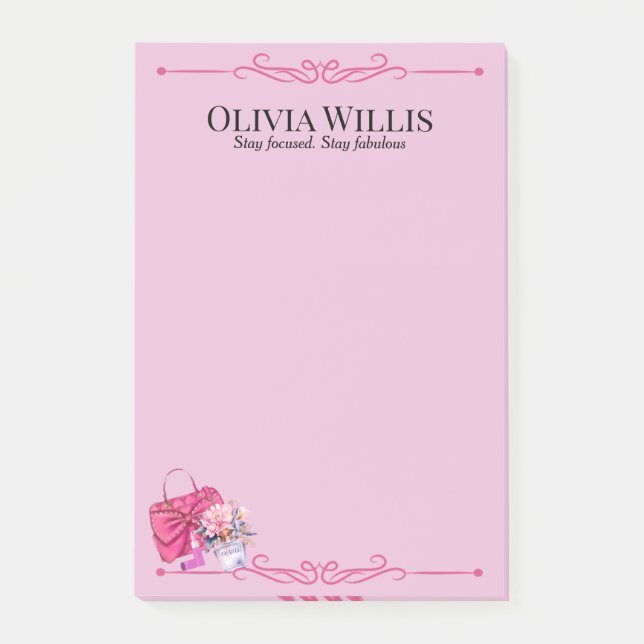 Personlig "Håll dig fokuserad. Stanna vid Rosan Post-it Block (Framsida)