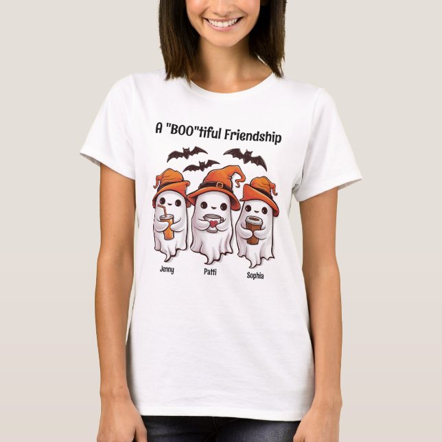 Personlig Halloween "A 'Boo'tiful Vänskap'" T Shirt (Framsida)