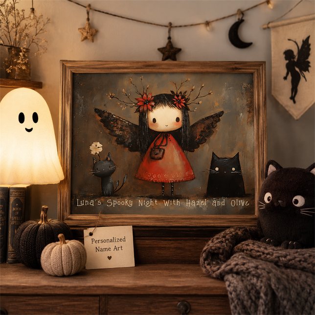 Personlig Halloween-Änglagårds- och Kattväggkonst Poster (Skapare uppladdad)