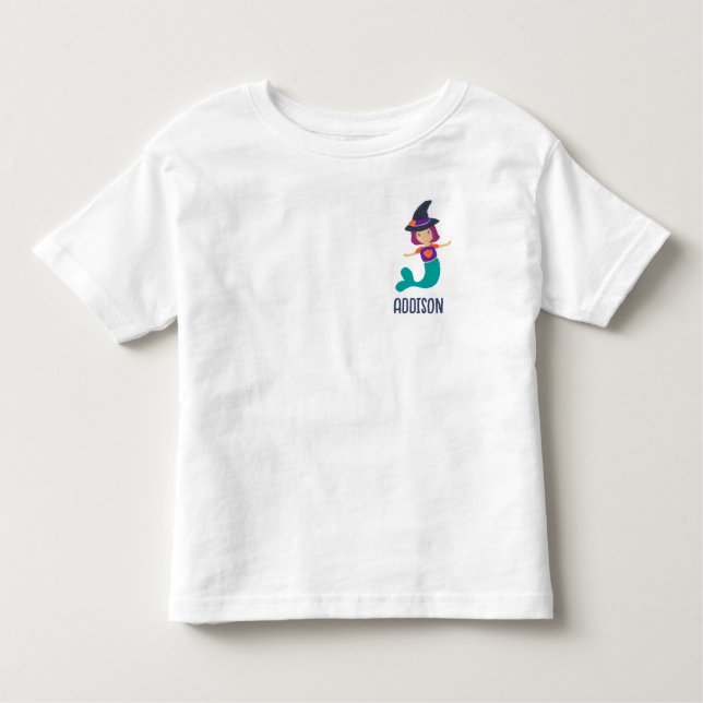 Personlig Halloween Birthday Sjöjungfru Witch T Shirt (Framsida)