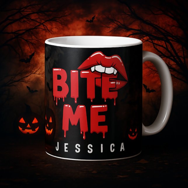 Personlig Halloween Bita Me Vampire Läppar Magisk Mugg (Skapare uppladdad)