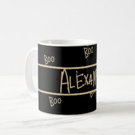 Personlig Halloween boo svart och guld Kaffemugg