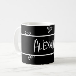 Personlig Halloween boo-typografi svart vit Kaffemugg