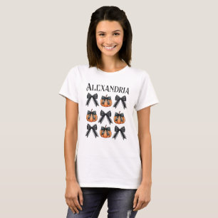 Personlig Halloween Bow Pumpkin Mönster T Shirt