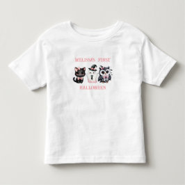 Personlig Halloween Cat, Ghost & Uggla T Shirt