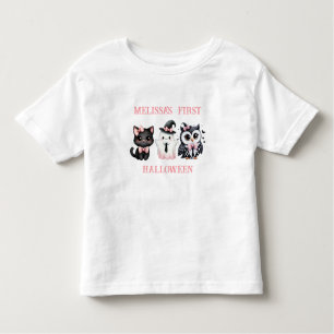 Personlig Halloween Cat, Ghost & Uggla T Shirt