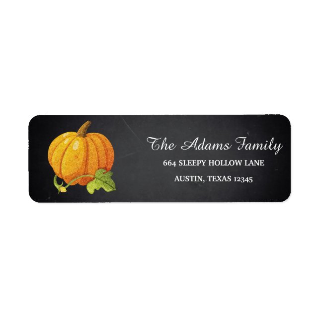 Personlig Halloween Chalkboard Little Pumpkin L Returadress Etikett (Framsidan)