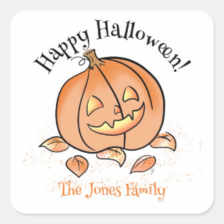 Personlig Halloween-dekal Söt Jack o Lantern Fyrkantigt Klistermärke