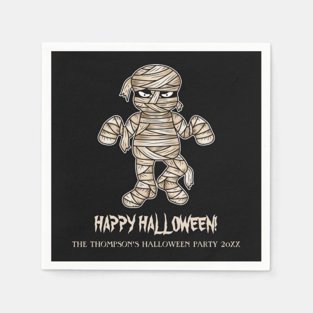Personlig Halloween-eventtext för serie-mumie Pappersservett (Framsidan)