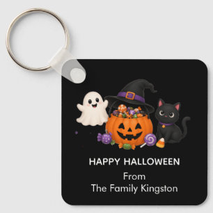 Personlig Halloween Familjenamn Klistermärke  Nyckelring
