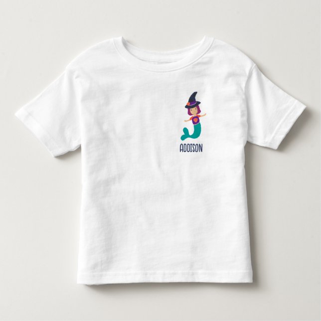 Personlig Halloween-födelsedag Mermaid Häxa T Shirt (Framsida)