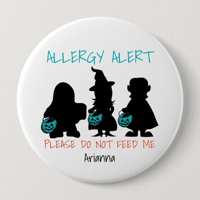Personlig Halloween Food Allergy Alert Kids Knapp (Framsida)