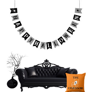 Personlig Halloween för Family Namn Black Vimplar