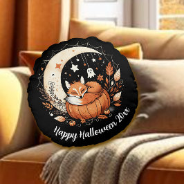 Personlig Halloween Fox och Ghost Round Pillow Rund Kudde