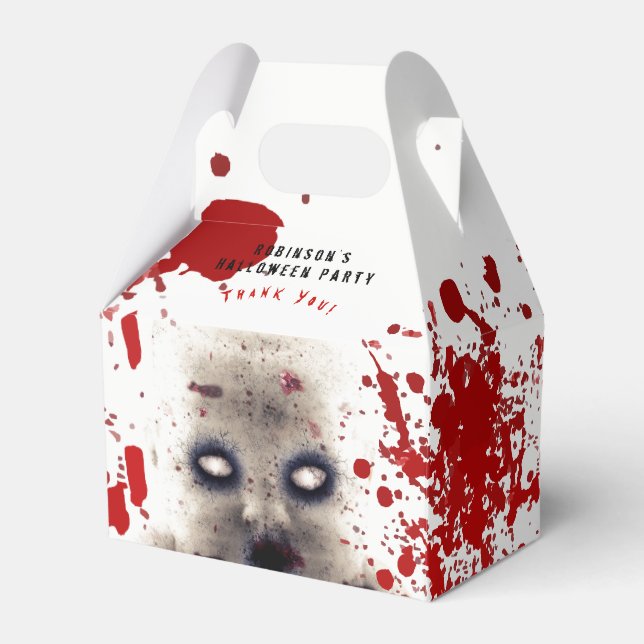 Personlig HALLOWEEN Gable Box CREEPY DOLL Blod Presentaskar (Framsidan Sidan)