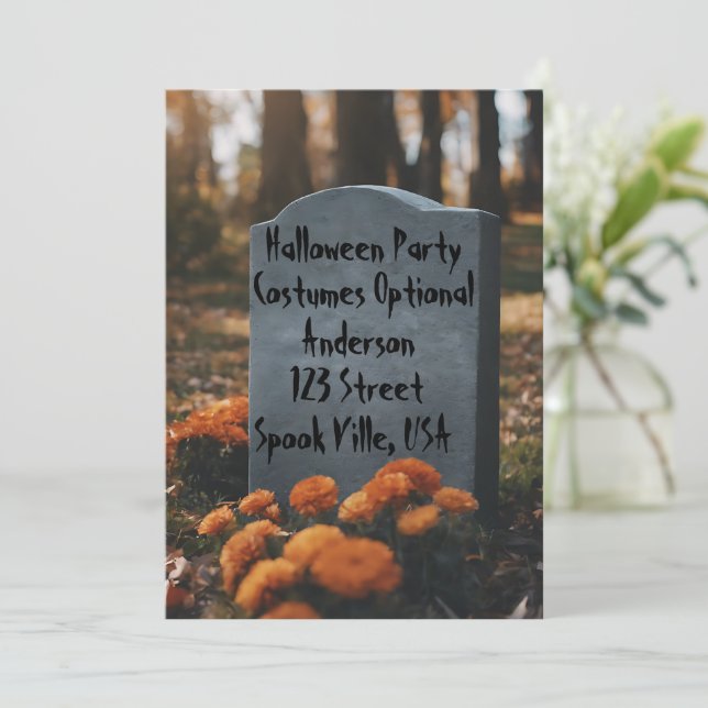 Personlig Halloween Gravestone Inbjudningar (Stående Fram)
