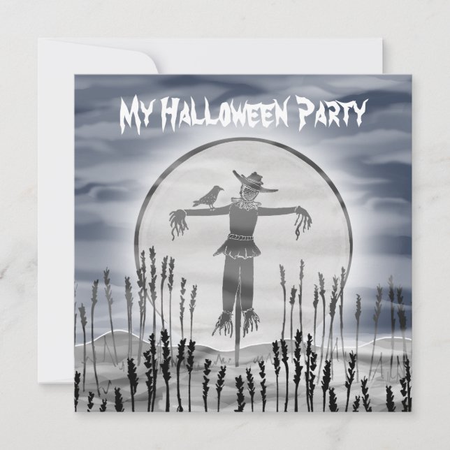 Personlig Halloween Horror Creepy Fågelskrämma Inbjudningar (Framsida)