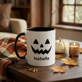 Personlig Halloween Jack O Lantern Pumpa Ansikte Mugg