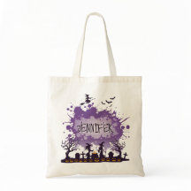 Personlig Halloween Lila Namn Witch Graveyard