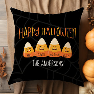 Personlig Halloween med familjenamnet Candy Corn Kudde